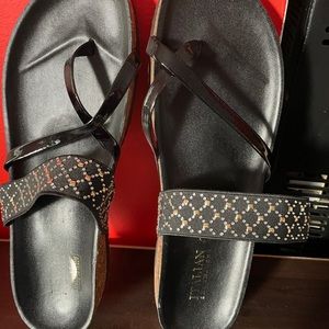 Black jeweled sandals